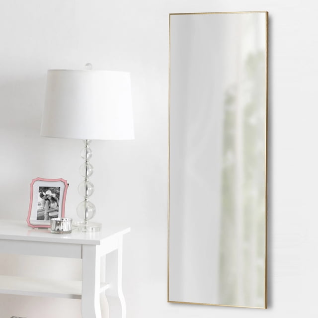 NeuType Gold Floor Mirror with Stand Large Full Length Mirror Modern Wall Mounted Mirror 55"x16"