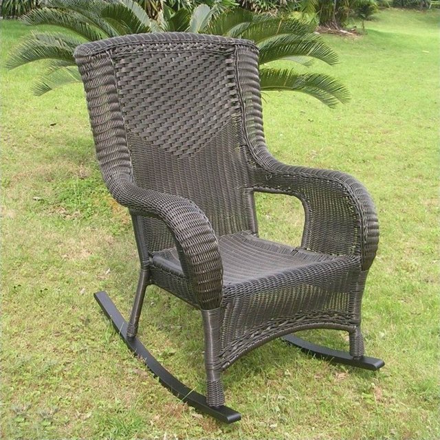 International Caravan San Tropez Resin Wicker Patio Rocker-Mocha
