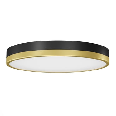 Artika Kent Modern LED Flush Mount Ceiling Light Fixture, Black and Gold