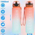 thumbnail image 2 of 32 oz Plastic Water Bottle with Time Marker and Wide Mouth Lid  Orange, 2 of 8