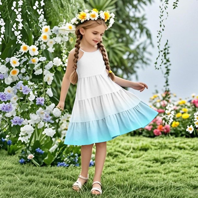 LOVZFMLL Robe d'Été Bohème à Bretelles pour Fillette, Décontractée, Sans Manches, à Étages, Style Camisole, pour 4-14 Ans