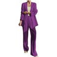 thumbnail image 1 of Timegard 2 Piece Suits Set for Women Button V Neck Open Front Jackets Business Office Wide Leg Pant Blazer Outfits, 1 of 6