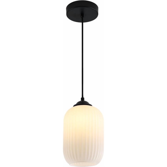 KCO Lighting Milk Striped Glass Pendant Lights Kitchen Island Modern Farmhouse Black Hanging Lamp