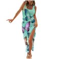 thumbnail image 1 of QIPOPIQ Women's High Split Sleeveless Square Neck Gradient Bodycon Long Tank Dress Thigh Drawstring Split Midi Dress, 1 of 5