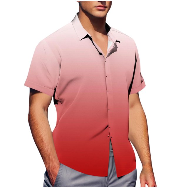 Pisexur T Shirts for Man , Chemise Décontractée Mode Homme Col Rabattu Imprimé Manches Courtes Bouton Rouge Melon D\'eau, TG Chemises de Golf Hommes & Chemises Hommes