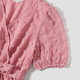 thumbnail image 3 of PatPat Family Matching Pink Set Solid Colorblock Polo collar Short-sleeve Shirt or Ruffle-sleeve Belted Dress, 3 of 3