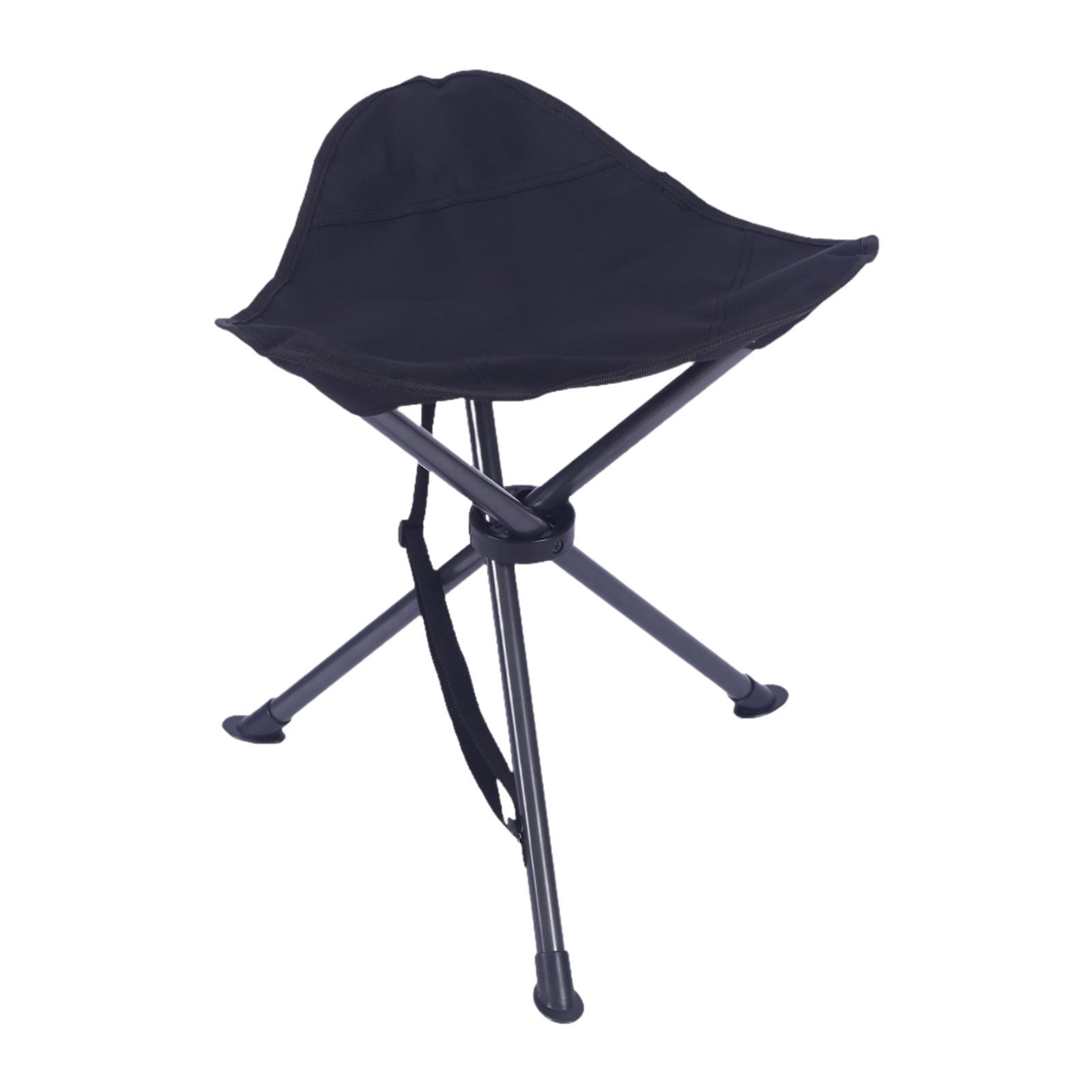 koolsoo Camping Stool Chair Compact Folding Tripod Stool for Walking Camping Fishing Black