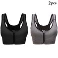 thumbnail image 2 of Sports Bra Front Zipper 2PCS Racerback Padded Yoga Bra Wirefree Bra Sleep Bra, 2 of 10