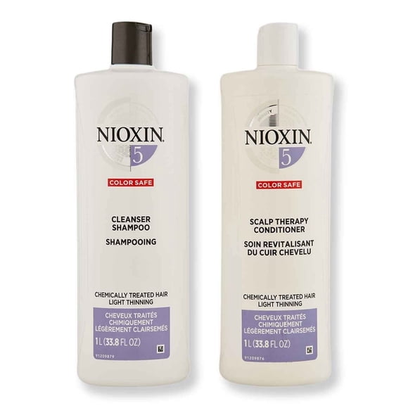 Nioxin System 5 Ensemble de Shampooing Nettoyant et Revitalisant pour Thérapie du Cuir Chevelu, 33,8 oz Chacun