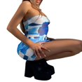 thumbnail image 2 of Women‘s Summer Off Shoulder Strapless Printing A Line Short Cami Bandeau Dress, 2 of 3