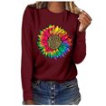 thumbnail image 2 of Blouse à Manches Longues pour Femmes Blouse Décontractée Ample Col Rond Manches Longues Imprimé Tournesol T-Shirt Blouse Manches Longues, 2 of 5