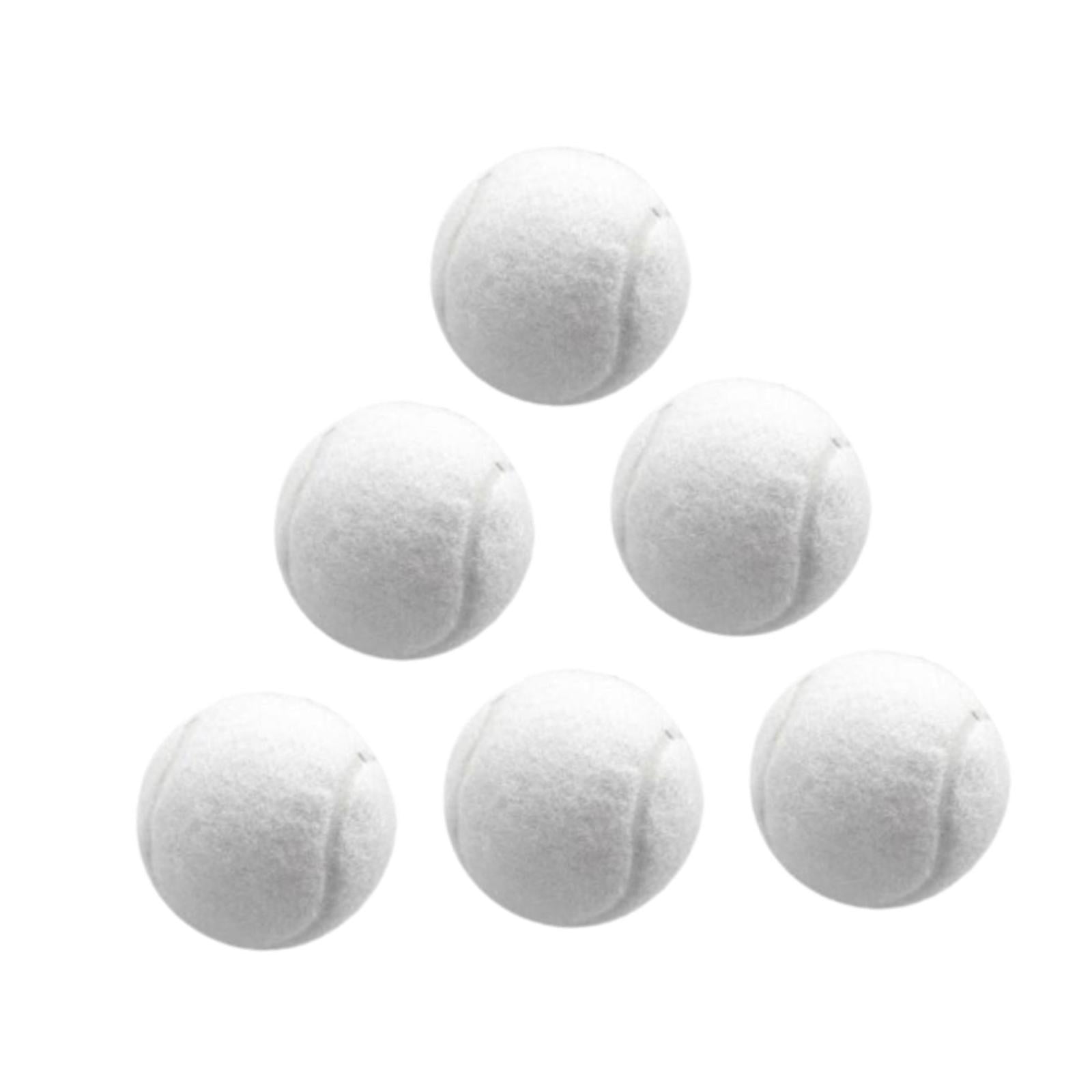 Almencla 6Pcs Tennis Balls 2.52" Dia Wear Resistant for Racquet Sports Indoor Outdoor White