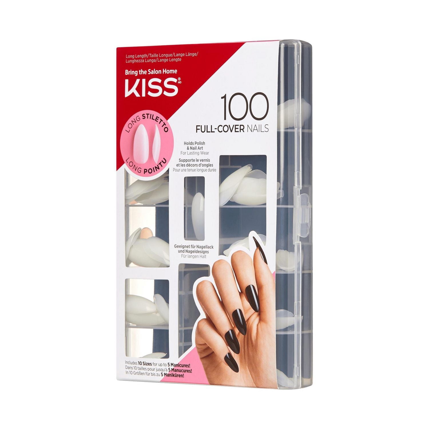 Kiss 100 faux ongles - Longs, modèle Stiletto