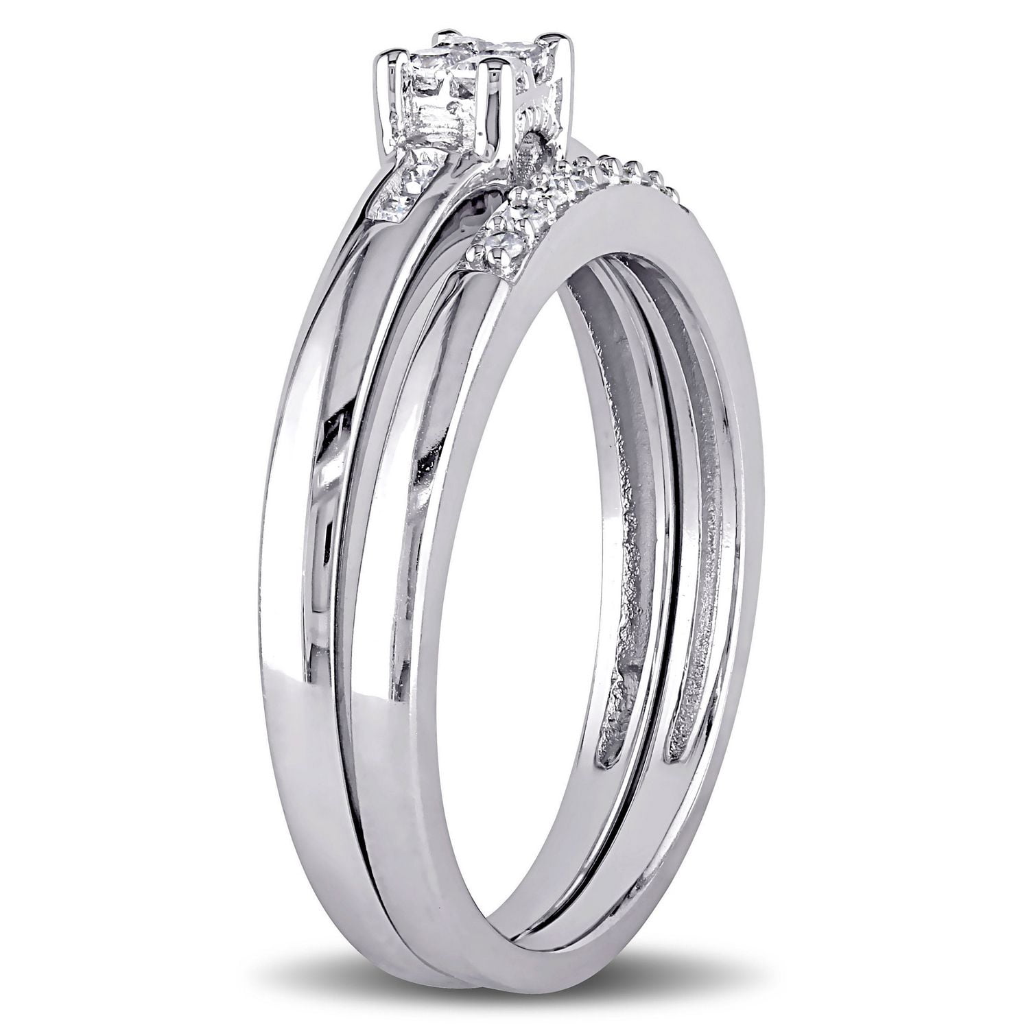 Ensemble de mariage Miabella avec diamants de coupe princesse 1/6 CT poids total en argent sterling