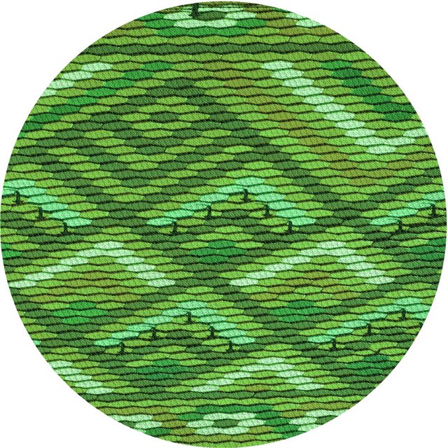 Ahgly Company Tapis d'Intérieur Rond Lavable en Machine Vert Émeraude Profond Transitionnel, 5 Pieds Rond