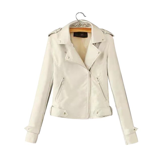 WEIYLL Womens Fleece Jacket Solid Color Lapel Zipper Long Sleeve Leather White Fall Tops Size 2XL