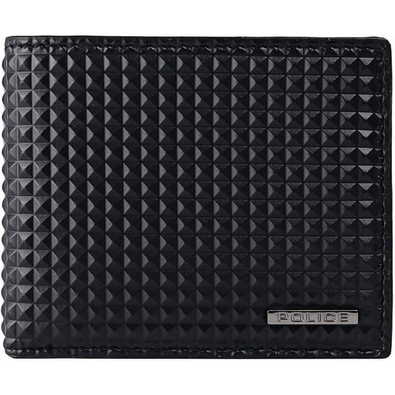 POLICE Pyramid Vegan Leather Slim Wallet - Black
