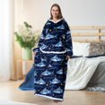 thumbnail image 3 of Blanket Hoodie Robe With Giant Pocket Lamb Lined Design For Spring Winter Fall Sleeping Wear, 3 of 6