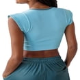 thumbnail image 4 of T-shirt Court d'Été pour Femmes, Coupe Ajustée, Manches Cap, Col en V, 4 of 5