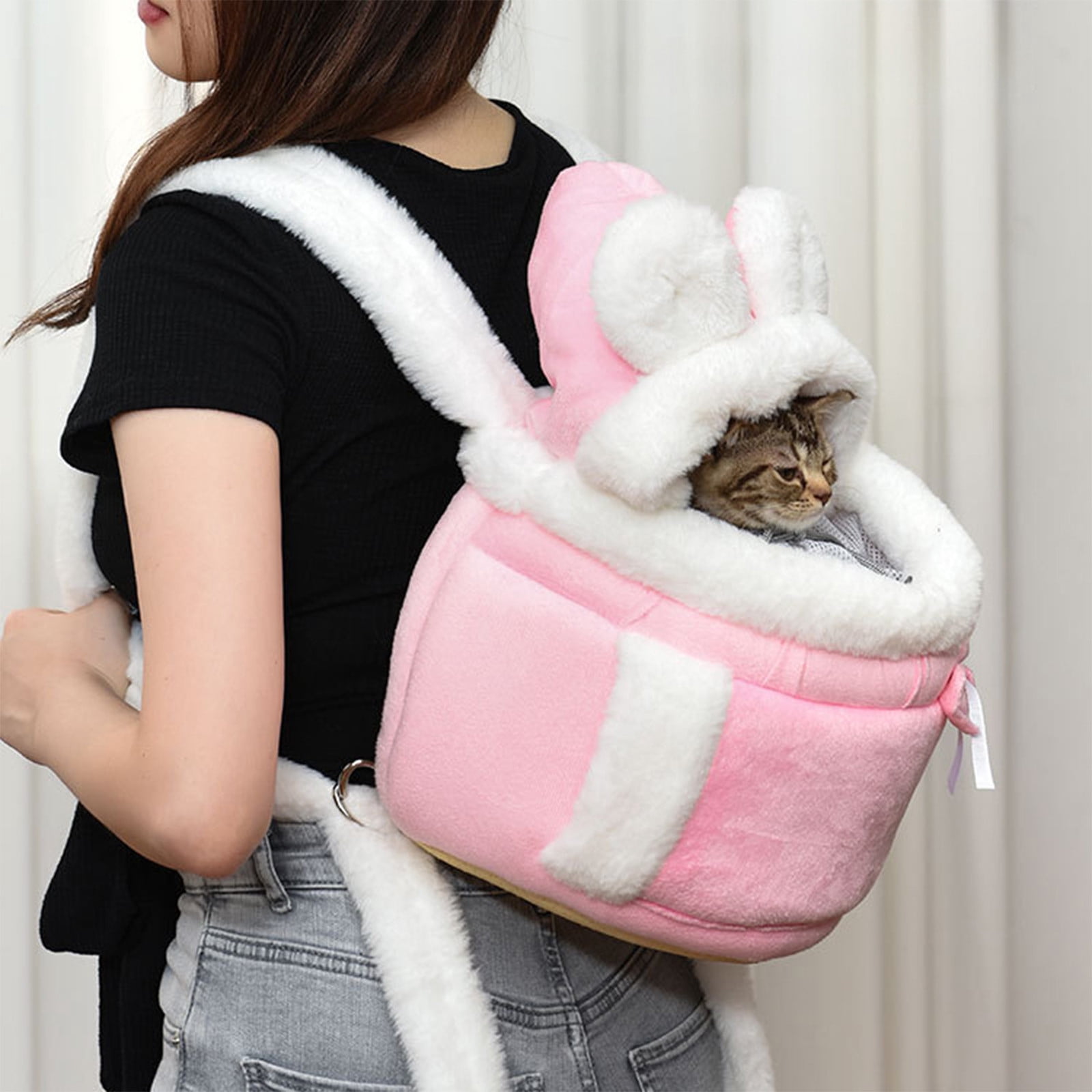 EGNMCR Thickened Winter Backpack Suitable For Cats Indoor Cats Bed Cute Cats Supplies Portable Pet Bag Plush pets carrier