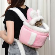 Cat Carrier Backpack, Staron Thickened Winter Cat Carrier Backpack, Portable Pet Bag for Indoor Cats Cute Cat Supplies Chest-Front Carrying, Pink