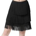 thumbnail image 1 of lionlar Jupe de Danse Latine Mode Robe Douce et Confortable pour Femmes Samba Tango Noir Moyen, 1 of 7
