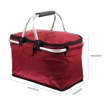 PENIKOKO 1Set Dark Red Picnic Basket with Insulation for Cold and Heat Preservation