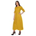 thumbnail image 3 of Moomaya Long Button Down Shirts For Women Front Slit A-Line Kurtis Summer Kurta, 3 of 5