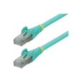 thumbnail image 1 of StarTech.com 15ft CAT6a Ethernet Cable - Aqua - Low Smoke Zero Halogen (LSZH) - 10GbE 500MHz 100W PoE++ Snagless RJ-45 w/Strain Reliefs S/FTP Network Patch Cord - Patch cable - RJ-45 (M) to RJ-45 (M) - 15 ft - S/FTP - CAT 6a - IEEE 802.3bt - halogen-free, molded, snagless, stranded - aqua, 1 of 5