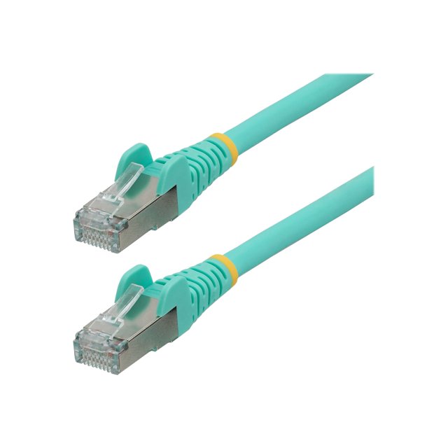 StarTech.com 15ft CAT6a Ethernet Cable - Aqua - Low Smoke Zero Halogen (LSZH) - 10GbE 500MHz 100W PoE++ Snagless RJ-45 w/Strain Reliefs S/FTP Network Patch Cord - Patch cable - RJ-45 (M) to RJ-45 (M) - 15 ft - S/FTP - CAT 6a - IEEE 802.3bt - halogen-free, molded, snagless, stranded - aqua
