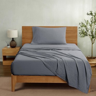 Mainstays Ensemble de draps en microfibre lavée ultra douce, Lit Simple (Twin XL), Gris apaisant, 3 pièces.