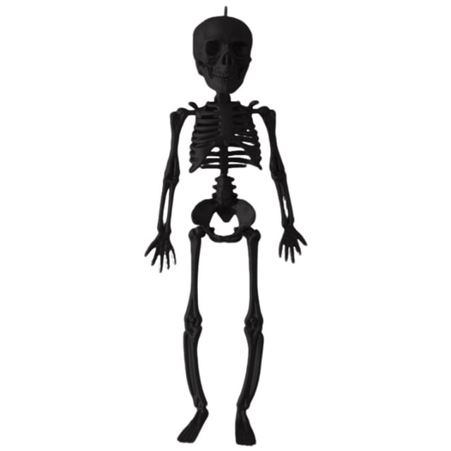 HHBEAUTY 11.4" Posable Skeleton Plastic Mini Skeleton Decor with Movable Joints, Outdoor Halloween Decor Props for Yard Haunted Houses Porch