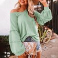 thumbnail image 1 of CEHVOM Women's V-neck Ruffled Lantern Sleeve Splicing Solid Fashion Casual Blouse, 1 of 6