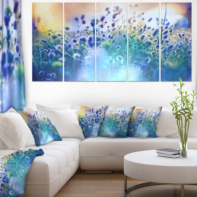 Blue Summer Flowers on Meadow - Floral Canvas Art Print