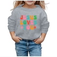 thumbnail image 1 of MEZZALL Chandail Doux à Manches Longues pour Filles, Graphique, Mignon, Col Rond, chandail-Over, Vêtements Confortables pour Tout-Petits, Gris, 4-5 Ans, 1 of 4