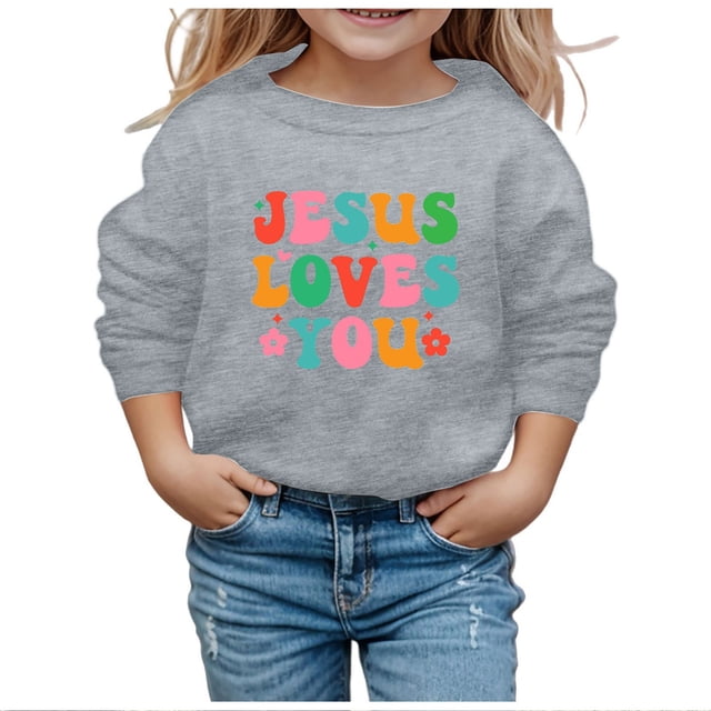 MEZZALL Chandail Doux à Manches Longues pour Filles, Graphique, Mignon, Col Rond, chandail-Over, Vêtements Confortables pour Tout-Petits, Gris, 4-5 Ans