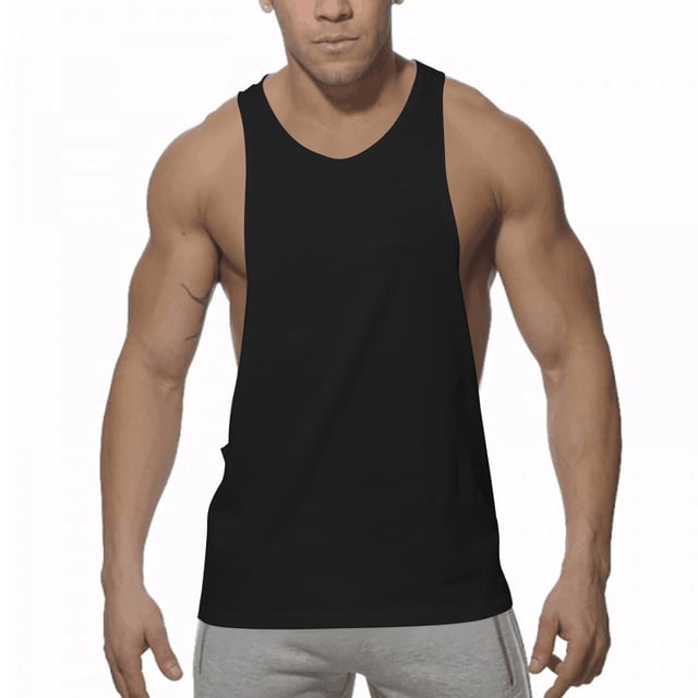 Plebaso Cotton Tank Tops for Men Workout Sleeveless Muscle Shirts Lightweight Summer Athletic Running Tee