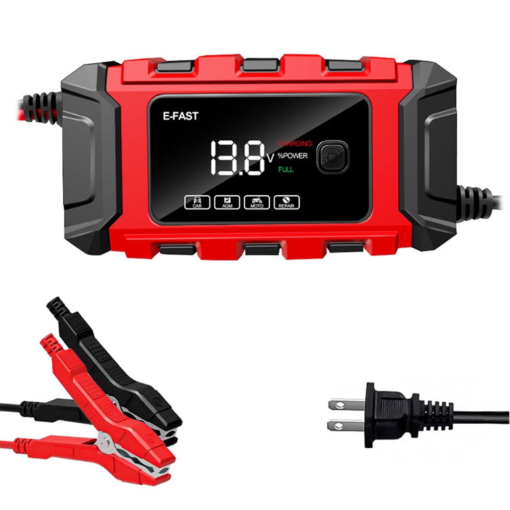 Yeacher E-FAST Car Battery Chargers 12V/6A Full Automatic Battery Chargers Maintainer Portable Trickle Chargers Battery