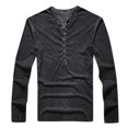 thumbnail image 4 of Pompotops Man V Neck Long Sleeve Shirts Button On Slim for Shirt Leisure Solid Color Top on Sale, 4 of 6