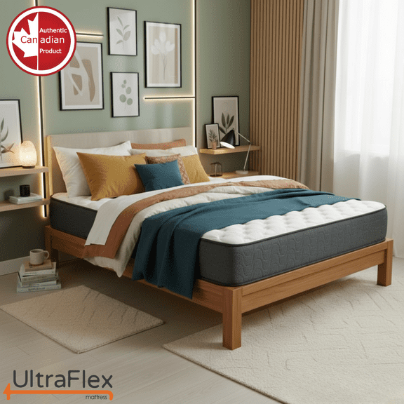 UltraFlex® HERCULES Matelas Orthopédique Ferme Format Grand – Mousse de Soya à Gel Rafraîchissant, Soutien Spinal, Fabriqué au Canada