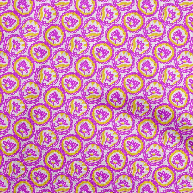 oneOone Polyester Spandex Fuschia Pink Fabric Asian Block Sewing Material Print Fabric By The Yard 56 Inch Wide
