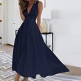 thumbnail image 5 of AherBiu Formal Dresses for Women Sleeveless Deep V Neck Ruched Flowy Evening Party Cocktail Maxi Dress, 5 of 5