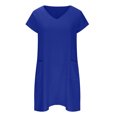 thumbnail image 4 of EGNMCR Robes de Fête pour Femmes Robe pour Femmes de Printemps et d'Été à Col en V en Coton et Lin Décontractée avec Poches à Manches Courtes, 4 of 6