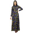 thumbnail image 1 of Bimba Robe Maxi d'Hiver à Col Mandarin pour Femme, Boutonnée, Jilbab avec Poches, 1 of 6