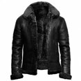 thumbnail image 1 of Pisexur Leather Jacket Men Men's Fall And Winter Faux Zipper Cardigan Solid Color Woolen Coat Jacket Motorcycle Jacket, 1 of 2
