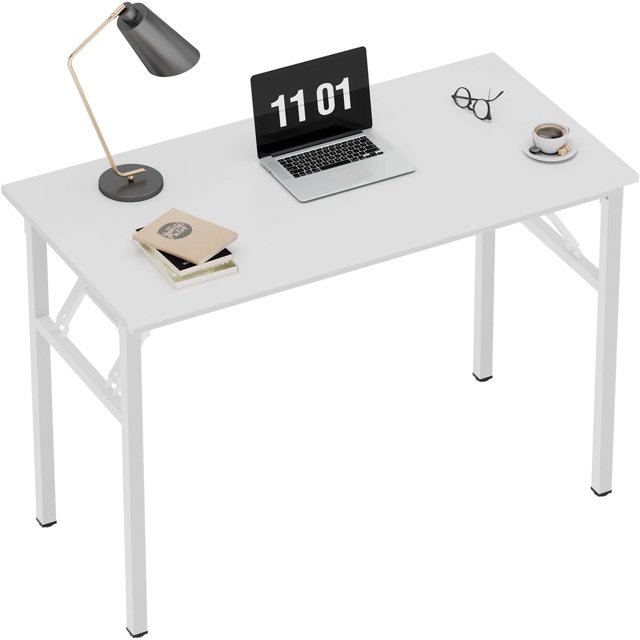 Folding Computer Desk Foldable Work Desk Table Writing Desk Folding Home Office Desk No to Assemble Teak&