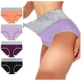 thumbnail image 2 of RKSTN 4Pc Womens Boxer Briefs High Waist Full Coverage Briefs Soft Breathable Postpartum Panties Patchwork Color Stretch Underpants, 2 of 9