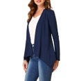 thumbnail image 4 of INSPIRE CHIC Cardigan Ouvert à Manches Longues à Imprimé Léopard pour Femme Bleu Foncé S, 4 of 5