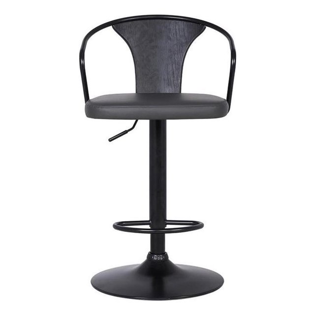 Armen Living Eagle Tabouret de Bar Moderne Réglable en Similicuir Gris et Noir