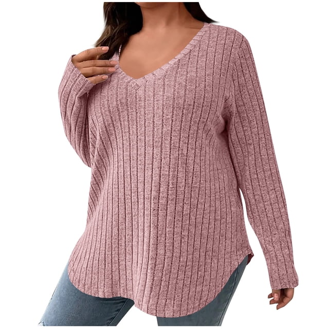 RXIRUCGD Mode Femmes Blouse à Manches Longues Confortable et Respirante à Col en V, Rose, Taille : 3TG